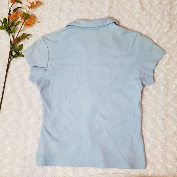 Express size large light blue collared half zip short sleeve shirt - Picture 3 of 3